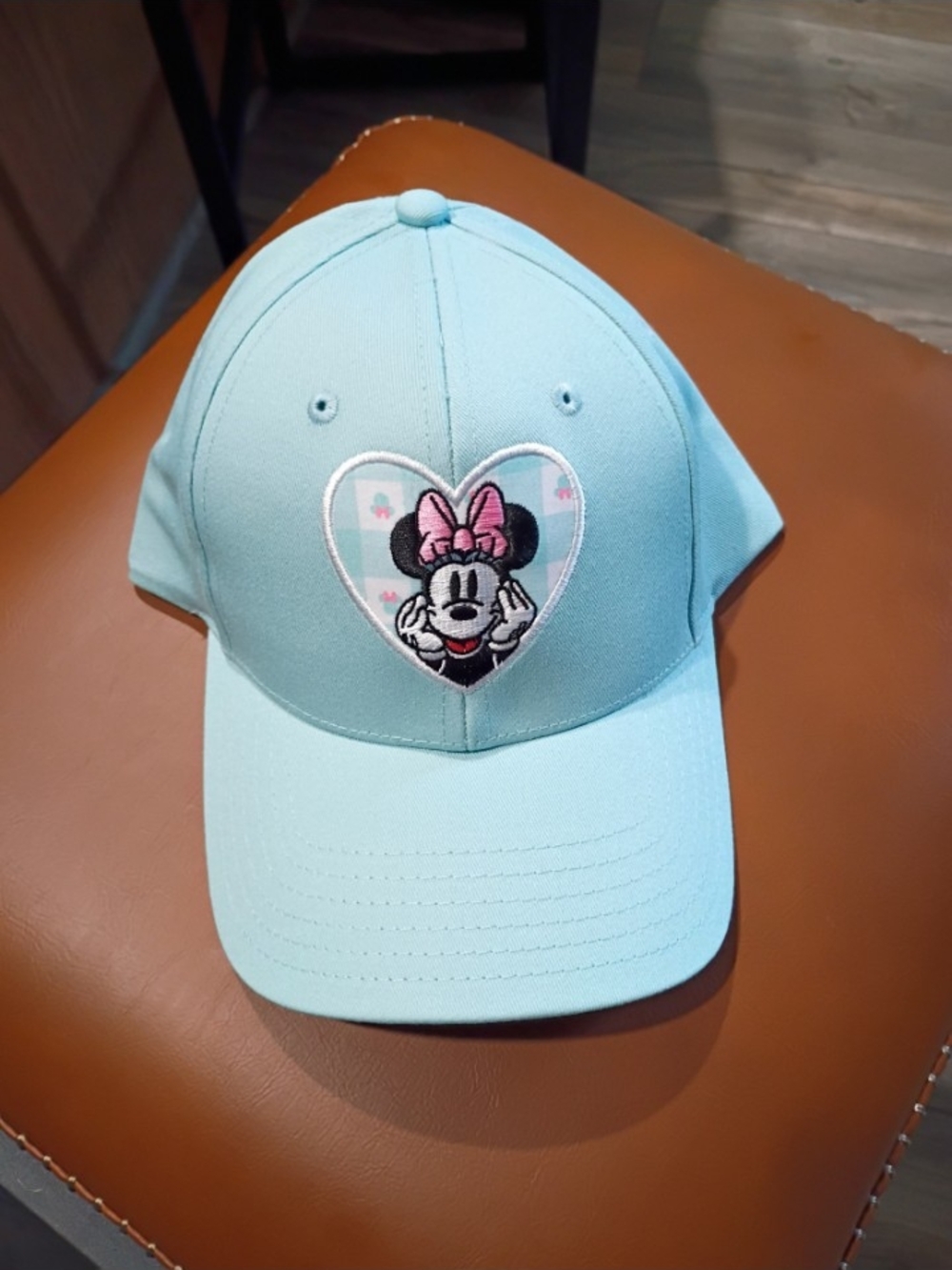 Disney Pastel Blue Minnie Mouse Heart Patch Baseball Hat